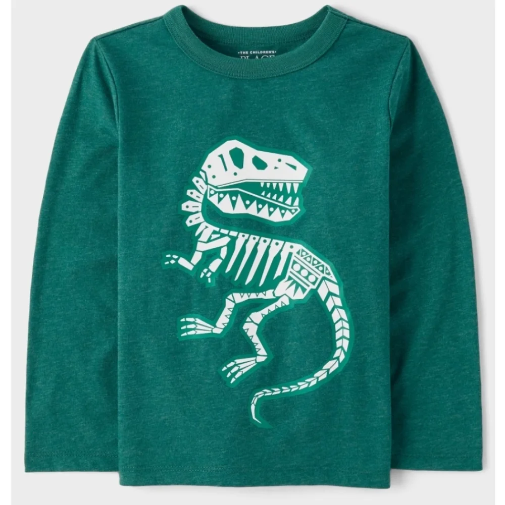 The Children's Place Green Dinosaur Long Sleeve Tee NWT